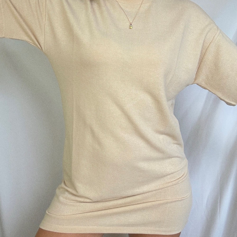 Princess Polly tan t-shirt dress.